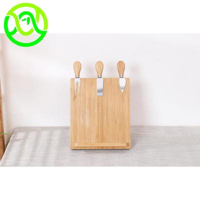 China Multifunctional Kitchen Viable 100% Natural Bamboo Foldable Design Wooden Magnetic Knife Block Holder For Desktop for sale