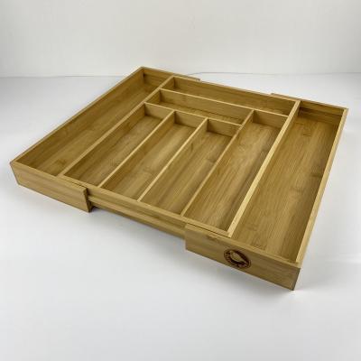 China Moso 100% Sustainable Bamboo Drawer Organizer Expandable 7 To 9 Compartments for sale