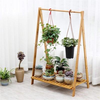 China Modern Living Room Decoration Flower Shelf Bamboo Garden Plant Stand For Indoor And Outdoor for sale