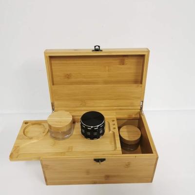 China Handmade 100% Sustainable Unique Resource Three Compartment Gift Bamboo Stash Box For Jewelry Accessories for sale