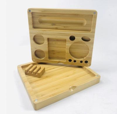 China 100% Natural Wood Eco-Friendly Bamboo Rolling Tray Premium Multifunctional Home Decor for sale