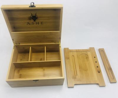 China Handmade 100% Sustainable Unique Resource Three Compartment Gift Bamboo Stash Box For Your Accessories for sale