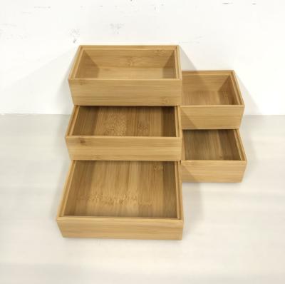 China Viable bamboo stackable drawer organizer and desk storage box/tray for office supplies for sale