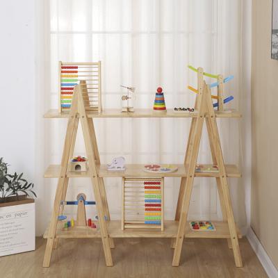 China Sustainable Floor-standing Wooden Toy Storage Rack For Kids for sale