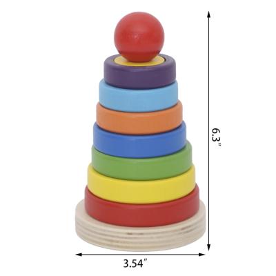 China Toy Wooden Kids Educational Stacking Toy Blocks Boys Girls Rainbow Tower Wooden Stacking Blocks for sale