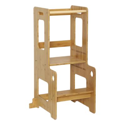 China Feeding Chair Bamboo Kid Kitchen Stance Lap Kids Step Stool With Adjustable Platform for sale