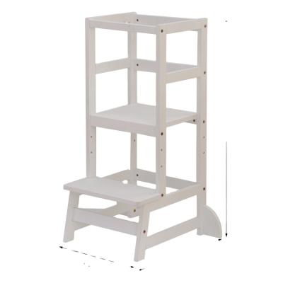 China (Other)Adjustable Kids Kitchen Helper Learning Toddler Size Montessori Kids Tower Adjustable White Step Stool Wooden Study Tower for sale