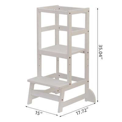 China Adjustable Kitchen Assistant (Others) Kids Learning Lap Kids FurnitureWhite Wooden Step Stool for sale