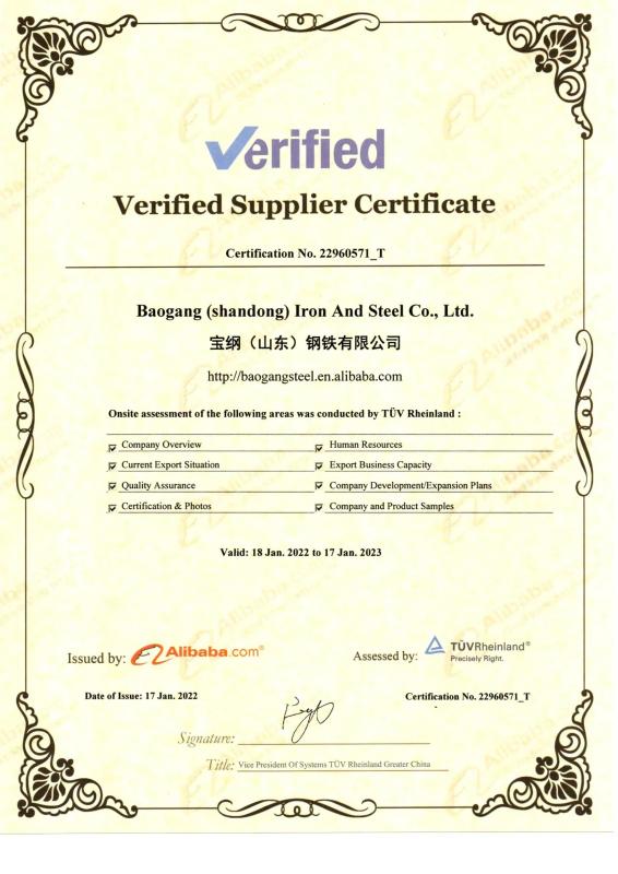  - Bao gang (Shangdong) Iron and Steel Co.,Ltd