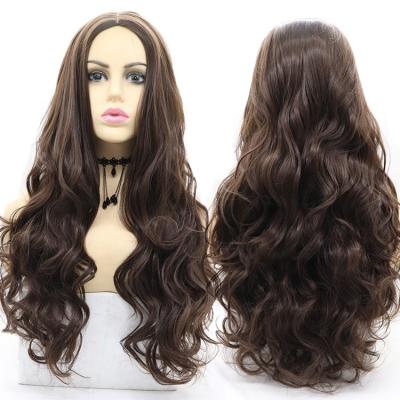 China Wavy Black Blonde Brown Synthetic Hair Wigs Body Wave Hair Heat Resistant Synthetic Wig 24Inch Long For Girls Party Daily Wholesale for sale