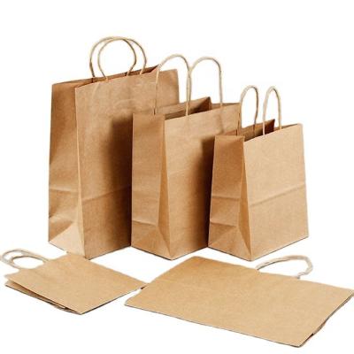 China Recycled Materials Logo Printed Recycled Brown Kraft Paper Flower Bag Custom Foods Bag With Bottom And Wide Paper Handle for sale