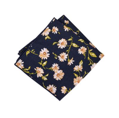 China Quick Wholesale Fashion Men's Floral Square Boat Pocket Square 100% Cotton Handkerchief for sale