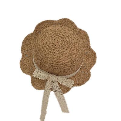 China Dobby Babies Summer Sun Protect Hats Kids Bowknot Lace Trim Adjust Outdoor Hats for sale