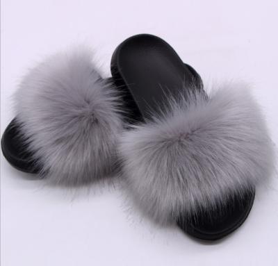 China Fashion Trend Women's Vegan Faux Fur Fuzzy Slides Fluffy Sandals Open Toe Indoor Outdoor Slippers for sale