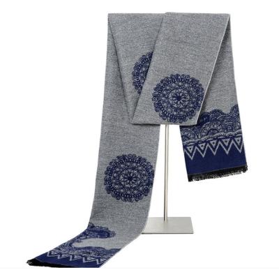 China Winter Cashmere Feel Scarf 100% Men's Floral Acrylic Scarf Long Jacquard Muffler Scarf for sale