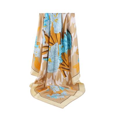 China Square Wholesale Customized Satin Scarf Fashion Printed Pure Silk Scarf for sale