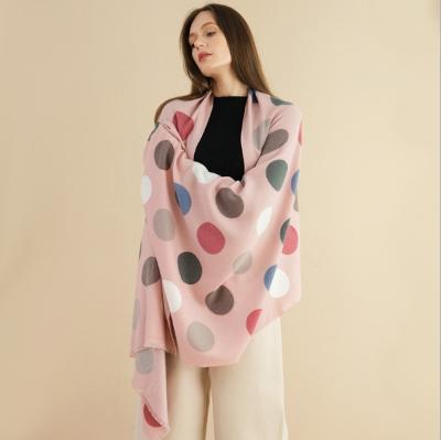 China Winter large size scarf Dots Women Scarf Pink Ladies viscose color large long scarf bright luminous Dots Women Scarf Pink Ladies long viscose color for sale