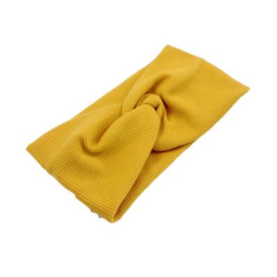 China Sporty 100% Cotton Solid Color Knotted Stretchy Hair Band Girls Fashion Turban Head Wrap for sale