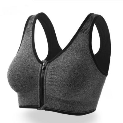 China Front Zipper Women's Sports Back Bra Support Removable Pad Tank Top Breathable Wireless Runner for sale