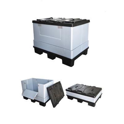 China Top Quality High Strength HDPE Latest Design HDPE Folding Plastic Pallet Box for sale