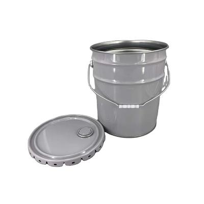 China Iron Round Metal Paint Bucket With Lid Customizable Offset Printing Tinplate Pail for sale