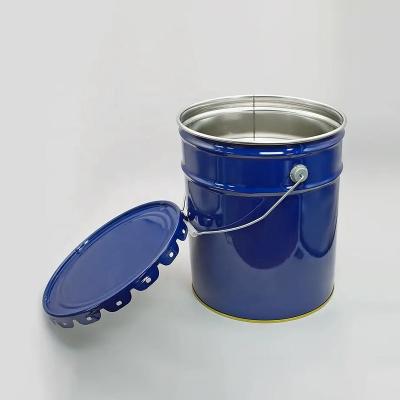 China 15L Cylindrical Leak Proof Iron Metal Paint Bucket And Lid For Chemical Storage for sale