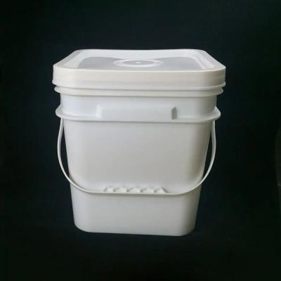 China 18L 20l Square Buckets With Lids White Leak Proof Snap On 5 Gallon Square Pail for sale