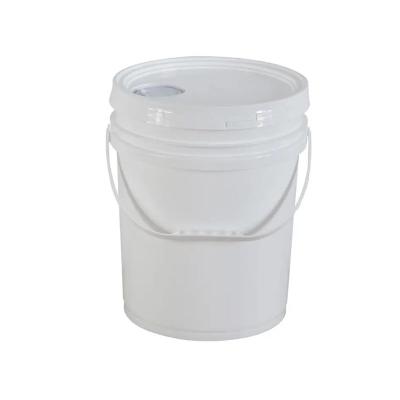 China Durable Lightweight White Plastic Round Bucket With Lid And Handle for sale