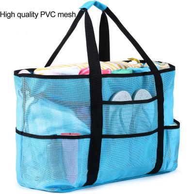 China amazon beach bag premium pvc teslin mesh beach bag storage shoulder bag 45 liters large capacity mesh cutout for outdoor travel Free size for sale