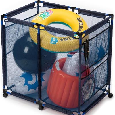 China factory custom cart pool mesh large storage box storage bag swimming seaside toy storage bag removable cart amazon hot sale Pool storage cart 01 for sale