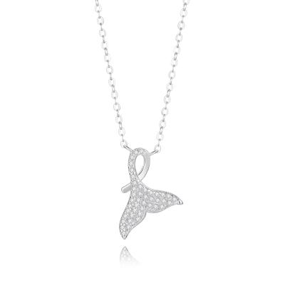 China FASHIONABLE Special Design Women Jewelry 925 Sterling Silver Animal Pendant Necklace Zircon Fishtail Necklace for sale