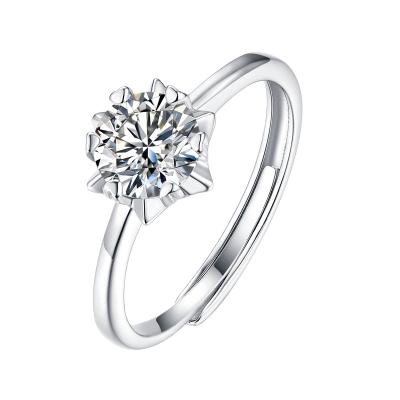 China New FASHIONABLE hot sale engagement and bridal women rings 925 Sterling Silver Moissanite and adjustable ring for sale