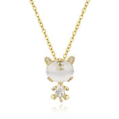 China 2022 Fashion Trendy Jewelry Copper With Gold Plated Tiger Pendant Zircon Necklace for sale