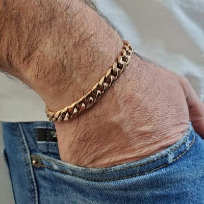 China 2021 Fashion Environmental Friendly Men's Stainless Steel Chunky Gold Link Chain Bracelet for sale