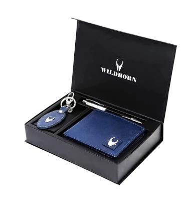 China Agriculture Trending 2023 Promotional Genuine Leather Wallet Key Chain & Pen Business Gift Sets For Men for sale