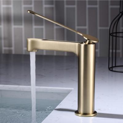 China Kaiping Manufacturer Griferia Gold Contemporary Bathroom Copper Brush Faucet for sale