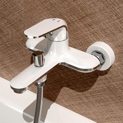 China Without Slide Bar China Supplier White Copper Wall Mount Bath Shower Faucet for sale