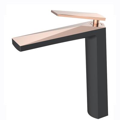 China Modern Mixer Tap High End Black Copper Rose Gold Bathroom Faucets for sale