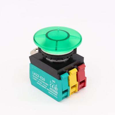 China LA22E Red/Green/Yellow Momentary Plastic Mushroom Return Main Push Button With Lamp for sale