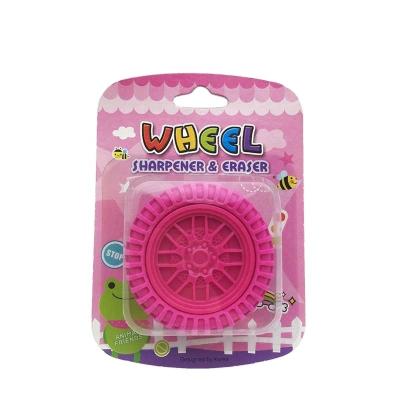 China high quality creative custom made funny eraser 3d sharpener wheel shape stationery kids toys promotional eraser for sale