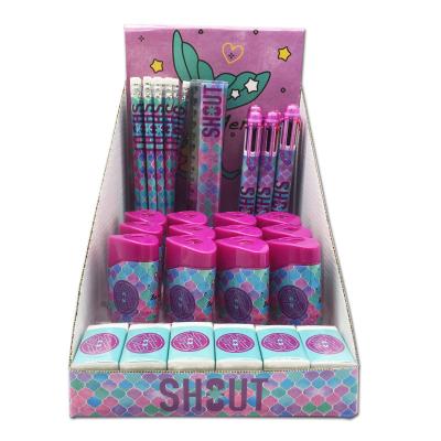 China Fashion Products Best Selling Cute Cartoon Escolar Material Display Box Set Mermaid Stationery Set for sale