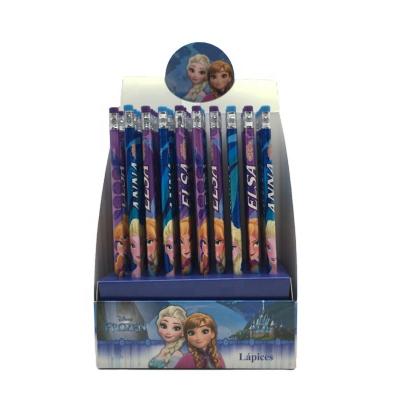 China office & High Quality Custom School Pencil Cartoon Printed Natural Wooden Graphite Writing Pencils With Eraser for sale