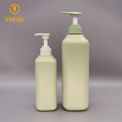 China SHIJIE Eco-friendly Matte Green Cosmetic Shampoo Bottle With Pump for sale