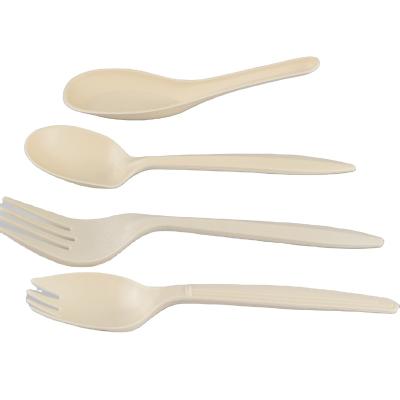 China Good Quality Cornstarch Spoon Biodegradable Direct Wholesale Biodegradable Knife and Fork Plastic Cutlery for sale