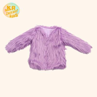 China New Design Vintage Color Toddler Girl Coat Plush Fabric Purple Kids Coated Girls Long Sleeve Winter Jackets Kids for sale