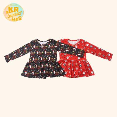 China Kids Boutique Casual Clothes Fall Long Sleeve Romper Ruffle Overalls Christmas Print Baby Sets for sale