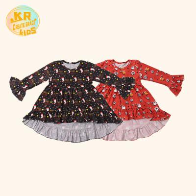 China Latest Vintage Design Kid Dress Up Set Girls Dress Red And Black Color With Print Christmas Dress For Girls for sale