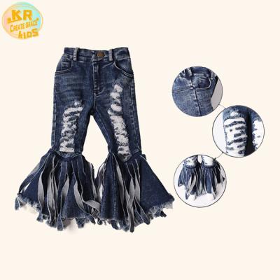 China New Pattern Child Clothing Kids Bell Bottom Pants Fashionable Girls' Tassel Pants Plus Size Design for sale