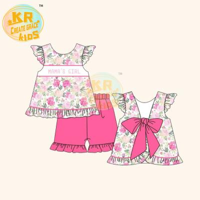 China New Arrival Pattern Girls Casual Sleeveless Bow Design Cute Custom Kids Clothing Sets Girls for sale