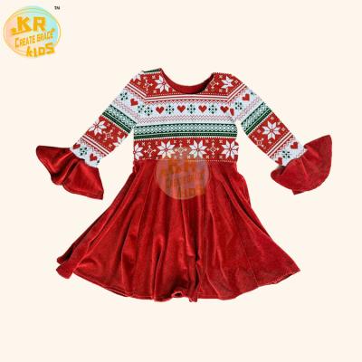 China New Arrival Girls Dresses Long Sleeve Skirt Anti-wrinkle Hot Cute Clothing Christmas Dress For Girls for sale